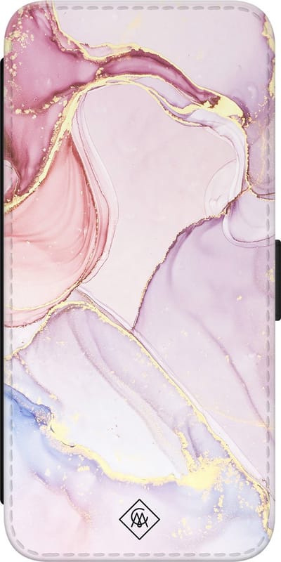 Casimoda® bookcase - Geschikt voor Samsung Galaxy S23 - Hoesje met pasjeshouder - Marmer roze paars - Paars - Kunstleer