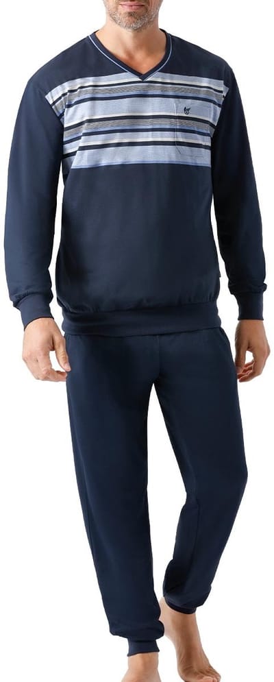 Klima-komfort heren pyjama marine blauw Hajo - Blauw - Maat - 50
