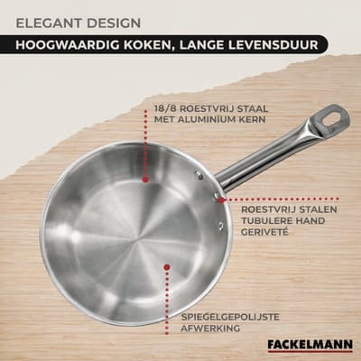 Set van 1 pan 20 cm roestvrij staal en 6 Fackelmann Eterna keukengerei
