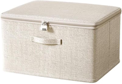 GELLDG Opbergdoos - Afsluitbare opbergdoos met stoffen deksel - Afsluitbare opbergdoos - Krat met deksel - Geschikt voor het opbergen van kleding en speelgoed - 40x30x21 cm