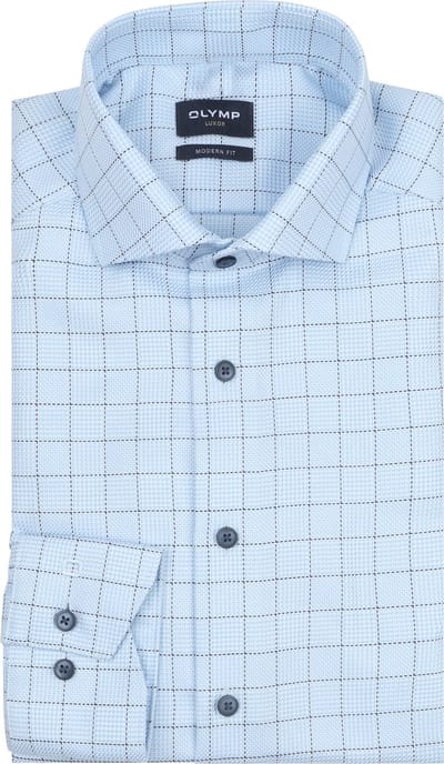 Olymp Luxor Overhemd Multicheck Blauw - Maat 46 - Heren - Overhemden Formeel