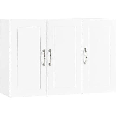 SoBuy Wandkast met 3 Deuren – Wit 90x30x60cm, FRG231-L-W – Houten Opbergkast met Verstelbare Plank – voor Badkamer, Keuken
