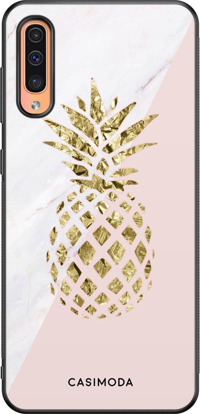 Casimoda® hoesje - Geschikt voor Samsung Galaxy A50 - Ananas - Zwart TPU Backcover - Ananas - Roze