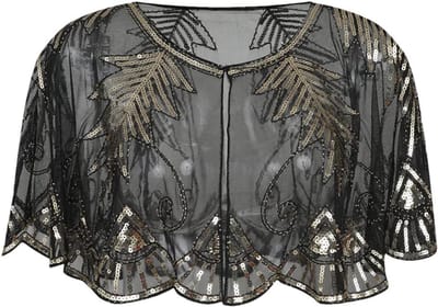 Dames Sjaal - Avond Cape - Feestelijk Accessoire - Pailletten en Kralen - 60-80 cm - Veelkleurig