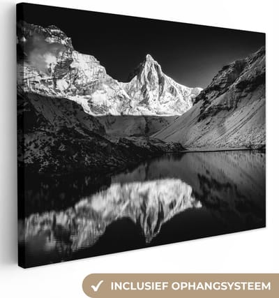 Canvas Schilderij Kedartal fotoprint zwart-wit - 80x60 cm - Wanddecoratie