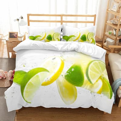 Citroen Dekbedovertrek Set Vers Fruit Patroon Dekbedovertrek Tweepersoons Eenpersoons Kingsize Voor Kinderen Tieners Volwassenen Beddengoed Set Dekbedovertrek 200x230cm
