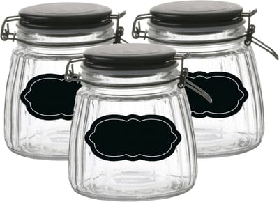 Weckpot/inmaakpot - 4x - 1L - glas - met beugelsluiting - incl. etiketten