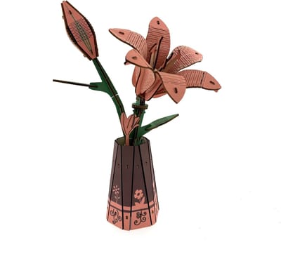 Roze Lelie - 3D Puzzel met Handleiding - DIY - Miniatuur Modelbouw Hout Kinderen en Volwassenen - Houten bouwpakket - Assemblr