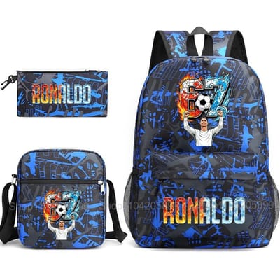 CR7 Ronaldo Rugzak Voetbal 67 Print Schooltas Met Schoudertas & Etui Voor Student Jongens Cadeau Dagelijks Reizen Rugzak