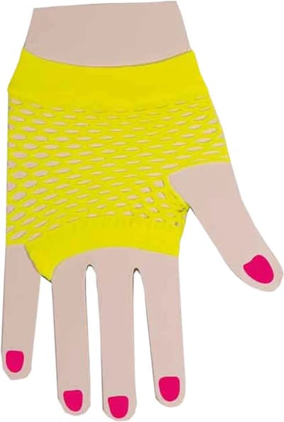 Visnet handschoenen fluo geel - Gele neon visnet handschoenen - Foute Party - Carnaval