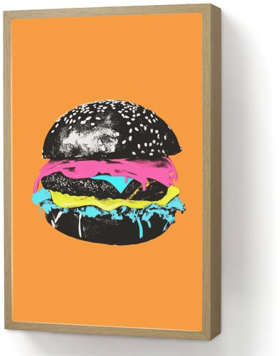 Wandlamp 40x60 cm - Oplaadbaar - Hamburger - Oranje - Neon - popart - Wandlampen binnen woonkamer - Slaapkamer lamp - Decoratieve nachtlamp - Vloerlamp draadloos