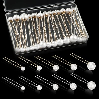 36 Pcs Beaded Haarspelden voor Bruidsaccessoires - U Vormige Parels Haarclips voor Feest en Bruiloft voor Vrouwen en Meisjes (Goud, Zilver)