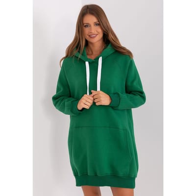 Cozy Street Hoodie Dress - Dark Green / One Size
