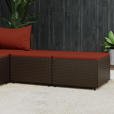 vidaXL - Voetensteunen - 2 - st - met - kussens - poly - rattan - bruin