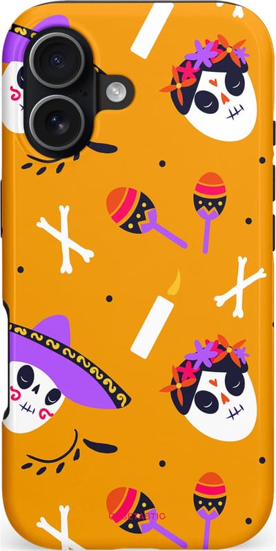 Casetastic hoesje geschikt voor Apple iPhone 17 - MagSafe - Dubbellaagse bescherming - Viva Muertos - Fashion Case - Okergeel