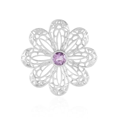 Cavill - 925 Sterling Zilver Hanger - Lavendel Amethist 1.17 ct Rondgeslepen - Filigraan Bloem Design - Braziliaanse Edelsteen - Elegante Sieraden