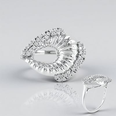 Cavill - Zilveren Ring - 925 Sterling Zilver Geplatineerd - 43 Cambodjaanse Zirkonen 0,637 Ct - Elegante Moderne Pavé Ring 23x23 mm