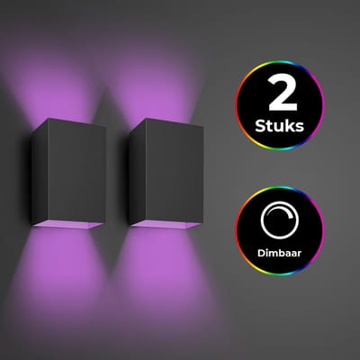 Bolt Electronics® – Wandlamp binnen – RGB – LED verlichting – Bedlamp - Zwart - 2 stuks