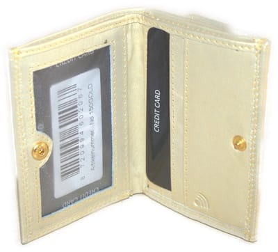 OI goud-champagnekleurig leren portemonneetje afsluitbaar / zeer compact beursje / kleine maar complete portemonnee / anti skim / Goud / 150Gold