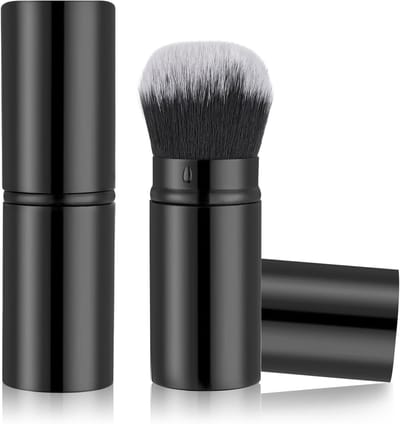 Reisvriendelijke Kabuki Poederkwast voor Blush en Bronzer - Draagbare Make-up Kwast met Deksel voor Perfecte Contour en Blush Toepassing