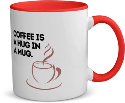 Akyol - coffee is a hug in a mug koffiemok - theemok - rood - Koffie - koffie drinkers/liefhebbers - verjaardagscadeau - cadeau - kado - geschenk - verjaardag - collega's - 350 ML inhoud