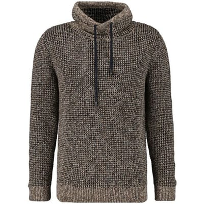 Ragman Trui Texture Knit Stand Up Maseltov Drawstring Collar Taupe-Grijs / male