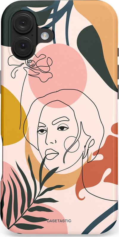 Casetastic hoesje geschikt voor Apple iPhone 16 Plus - MagSafe - Dubbellaagse bescherming - Elegantie van binnen - Fashion Case - Perzik Wit Donkergrijs Zilver