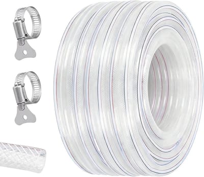 Flexibele Tuinslang 25 x 33 mm, PVC Waterleiding met Slangklem, Ideaal voor Tuinirrigatie en Watertransport (6 Meter)