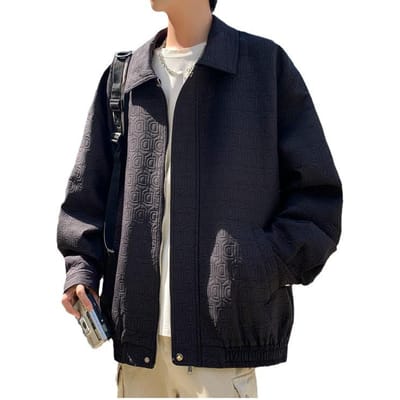 Jas Heren Lente en Herfst Nieuwe Mode Mode Casual Veelzijdig Heren Effen Kleur Reliëf Jas Top Kleding XXL black