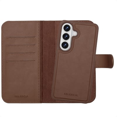 Selencia Hoesje - Geschikt voor Samsung Galaxy S26 - Olyn Uitneembare Bookcase met Magnetische Ring - Bruin