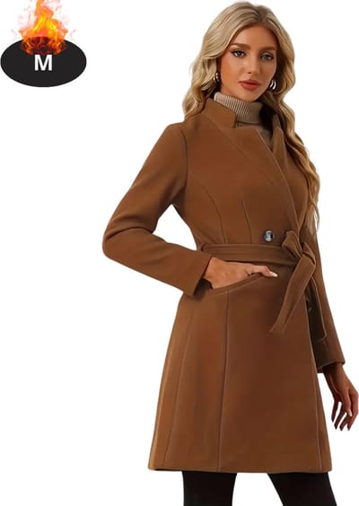 Livano Mantel Dames - Tussenmantel - Jas - Mantelpakje - Trenchcoat - Overjas - Overcoat - Winter - Kastanjebruin - M