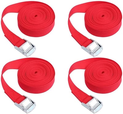 Ratel spanbanden - Sjorriemen set - Vracht vastzetten - Verstelbare lengte - 2 meter - Rood