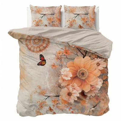 Dekbed-Discounter - Presence Dekbedovertrek 200 x 200/220 cm - Verkoelend Percale Katoen - Dubbele instopstrook - Wassen op 40 graden - Inclusief 2 kussenslopen - Sakura Cascade
