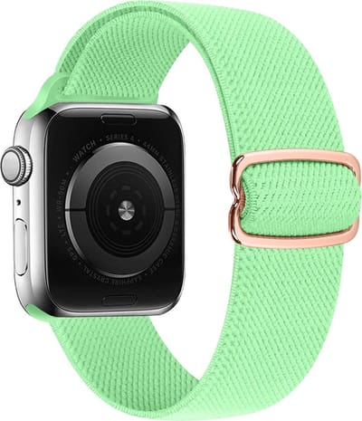By Qubix - Geschikt voor Apple Watch bandje - Solo Loop Nylon bandje - Lichtgroen - Geschikt voor Apple Watch 38mm / 40mm / 41mm / 42mm - nylon - bandje iWatch