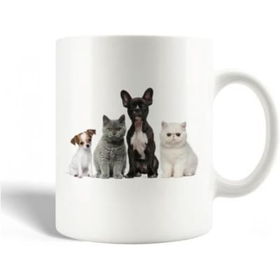 Mug en Céramique Chiens Et Chats Noirs Blancs Gris Et Marrons Races de chats