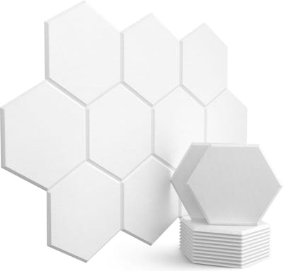 Zeshoekige akoestische panelen 30x35x0.9cm - 12 stuks - Geluidsisolatie - Hoge dichtheid - Plafond/deur/muurdecoratie