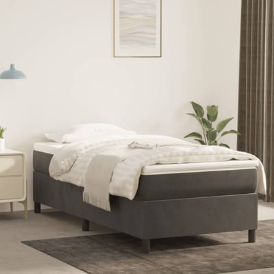 vidaXL - Boxspring - bed - 90x200 - cm - fluweel - donkergrijs
