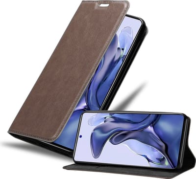 Cadorabo Hoesje geschikt voor Xiaomi 11T / 11T PRO in KOFFIE BRUIN - Beschermhoes met magnetische sluiting, standfunctie en kaartvakje Book Case Cover Etui