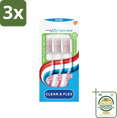 3 x Aquafresh Tandenborstel Clean & Flex Hard 3 stuks per verpakking - Grootverpakking - Tandenborstel - Tandenborstel Hard - Tandenborstel Grondig Reinigen - Tandenborstel Bescherming Tandvlees - Tandenborstel Flex Zone