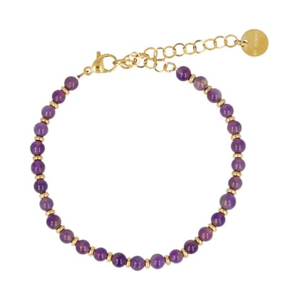 My Bendel - Goudkleurige Amethyst Armband - Verstelbaar en Elegant - met Luxe Cadeauverpakking | Sieraden Voor Dames