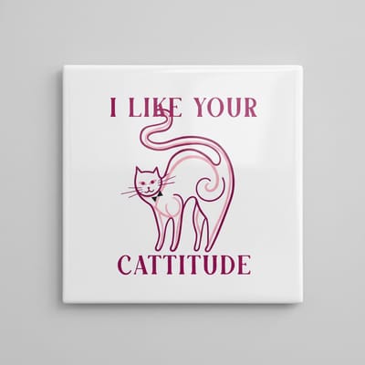 I Like Your Cattitude Tegel 15×15 cm – Grappige Kattenliefhebber Quote Keramische Wandtegel – Schattig Feline Decor Cadeau