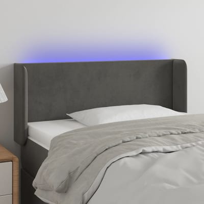 vidaXL - Hoofdbord - LED - 93x16x78/88 - cm - fluweel - donkergrijs