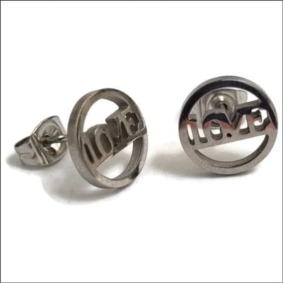 Aramat Jewels | Oorbellen | Love Oorbellen Staal - Vier de Liefde | Love zilverkleur 10mm | |3mm | Staal | Kinderen, Volwassenen | Verkleurd niet