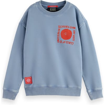 Scotch & Soda Boy Loose-fit Artwork Sweatshirt Faded Denim Taglia: 4 | Maglioni Outlet | kids | Blu
