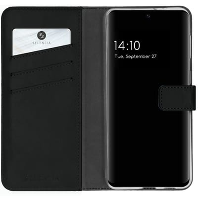 Selencia Hoesje - Geschikt voor Samsung Galaxy A32 (4G) - Echt Lederen Bookcase - Zwart