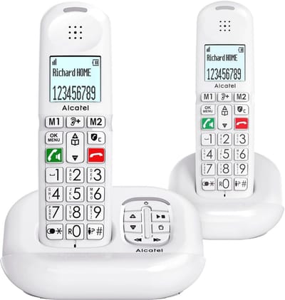 Draadloze DECT Senior XL-telefoon met Antwoordapparaat - Hoge Leesbaarheid Display - Grote Toetsen - Audio Boost - Handsfree - Oproepblokkering - 2 Handsets - Wit