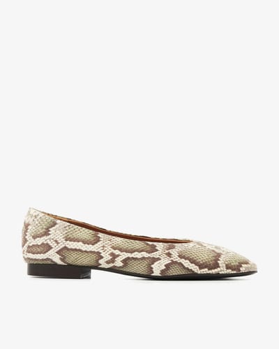 VIA VAI Lou Emmy Ballerina Dames - Leer - Groen - Maat 37