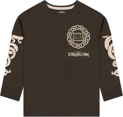 Jongens Shirt - Lange Mouwen T-shirt - Avontuurlijk Spelen - Unieke Draak Prints - Zwart