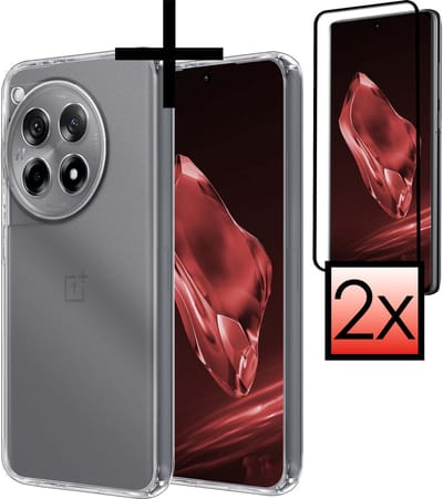 Hoesje - Met 2x Screenprotector - Geschikt voor OnePlus 12R - Sterk & Shockproof - Back Cover - Siliconen Case - Telefoon Hoes - Transparant