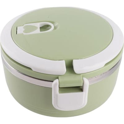 Thermale Lunchbox Roestvrij Staal Enkellaags Draagbare Geïsoleerde Bento Box met Veiligheidsgesp voor Kinderen Volwassenen green